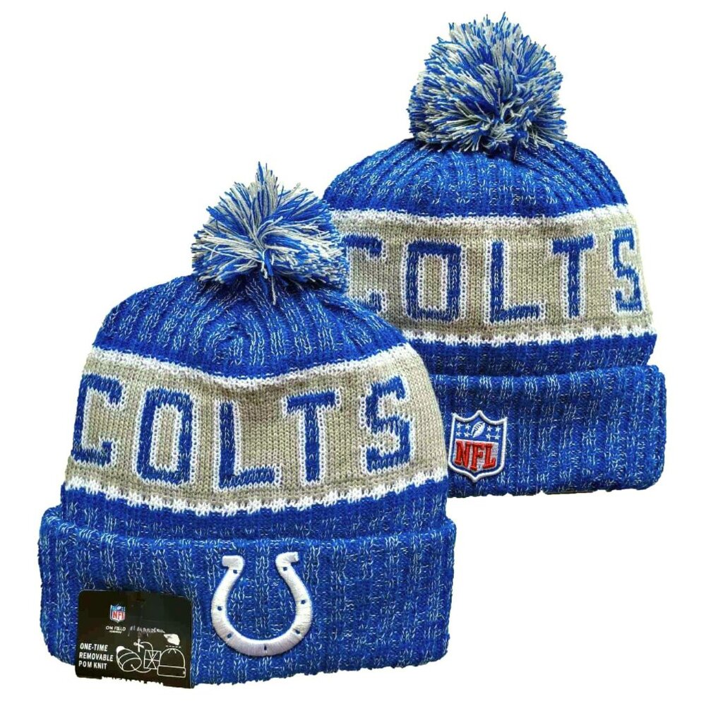 NWT Indianapolis‎ Colts Sports Knit Pom Beanie Fleece Lining OSFA Unisex